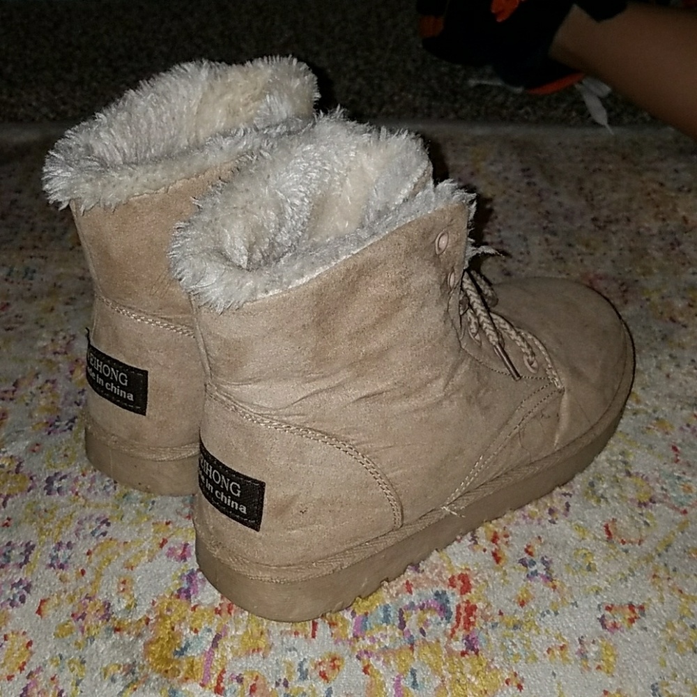 fuzzy ankle boots